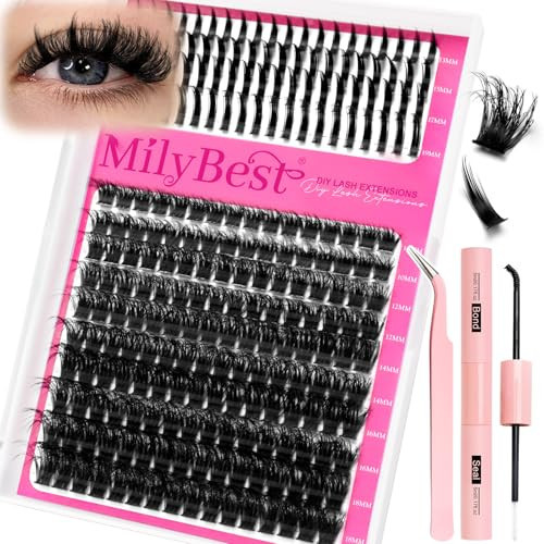 Manga Lash Clusters Kit 100D Eyelash Clusters with DIY Spikes 13-19MM Spiky Volume Cluster Eyelash Extensions Wispy Individual Lash Extensions Kit Anime Lashes Cluster Bond & Seal Tweezer by MilyBest | Amazon (US)