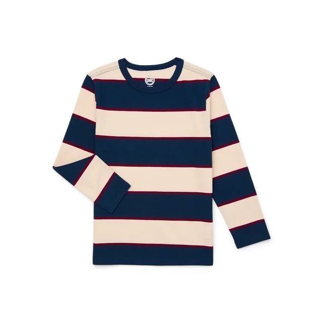 Wonder Nation Boys Long Sleeve Stripe T-Shirt, Sizes 4-18 & Husky | Walmart (US)