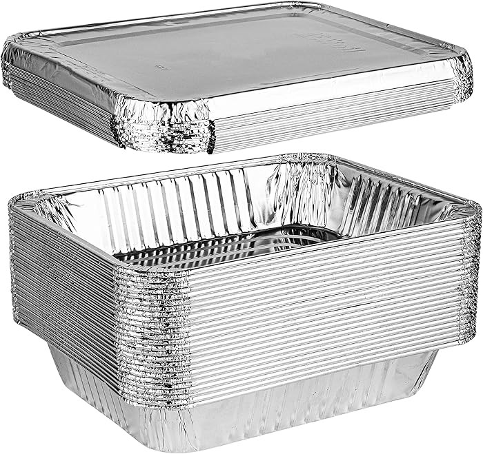 PLASTICPRO Disposable 9 x 13 Aluminum Foil Pans With Lids Half Size Deep Steam Table Bakeware - C... | Amazon (US)