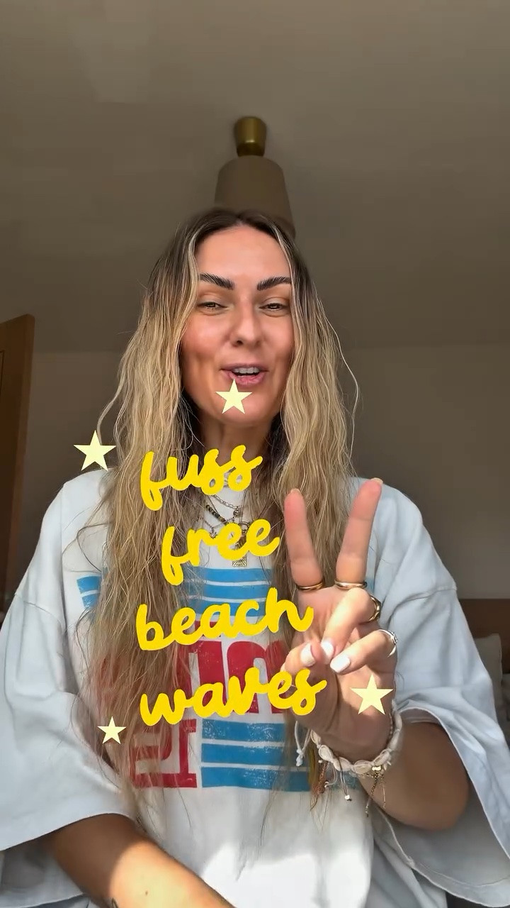 the eastiesttttt beach waves ever 🌊 only 2 products & 5 mins needed ✨🤙🏽 get in my lifeeeeee :) 

comment HAIR 🔗 & i’ll dm you everything i’ve used !! xxxxxxxxx

MY FAVES :) 

1. 💦 towel dry hair ( i’ve found not to wet not too dry works best ) 

2. ✨use a good root spray ! i loveee the @colorwowhair raise the root volume spray curr. £18 150ml via @amazonuk 

3. 🧂 sea salt sprays i’ve tried and love include £12 200ml  @slickgorilla & £26 177ml @theouai ~ apply through all hair 

4. SCRUNCHHHH 🤪 as much as you can ! it makes alllll the difference in my hair ! 

5. 💨 leave to air dry !! or if your short on time ( my life on repeat 🤪 ) i dry with a diffuser , love the @sharkbeautyuk hairdryer or dreamsssss £300 comes with everythinggggg you could ever need :) pr 

6. 🤙🏽 go back in with a quick sea salt spray & scrunch once fully dry - it helps me to reduce fly aways & adds that extra beachy look :)

EXTA VOLUME BONUS POINTS 

i add a root boost powder ( love @got2b £4.50 ) & @batiste_hair dry shampoo for an extra volume boost :) 

then overnight 🌙 i simply put my hair into 2 low plaits ( leaving the tails free ! ) and add a few more sprays of sea salt spray in the morning :)

lemme know if you’ve tried & loved !! xxxxxxxx

contains pr via my gorgey management @petillermanagement ✨🧃#beachhair #beachwaveshair #seasalthair #hairtutorial #beachwavestutorial