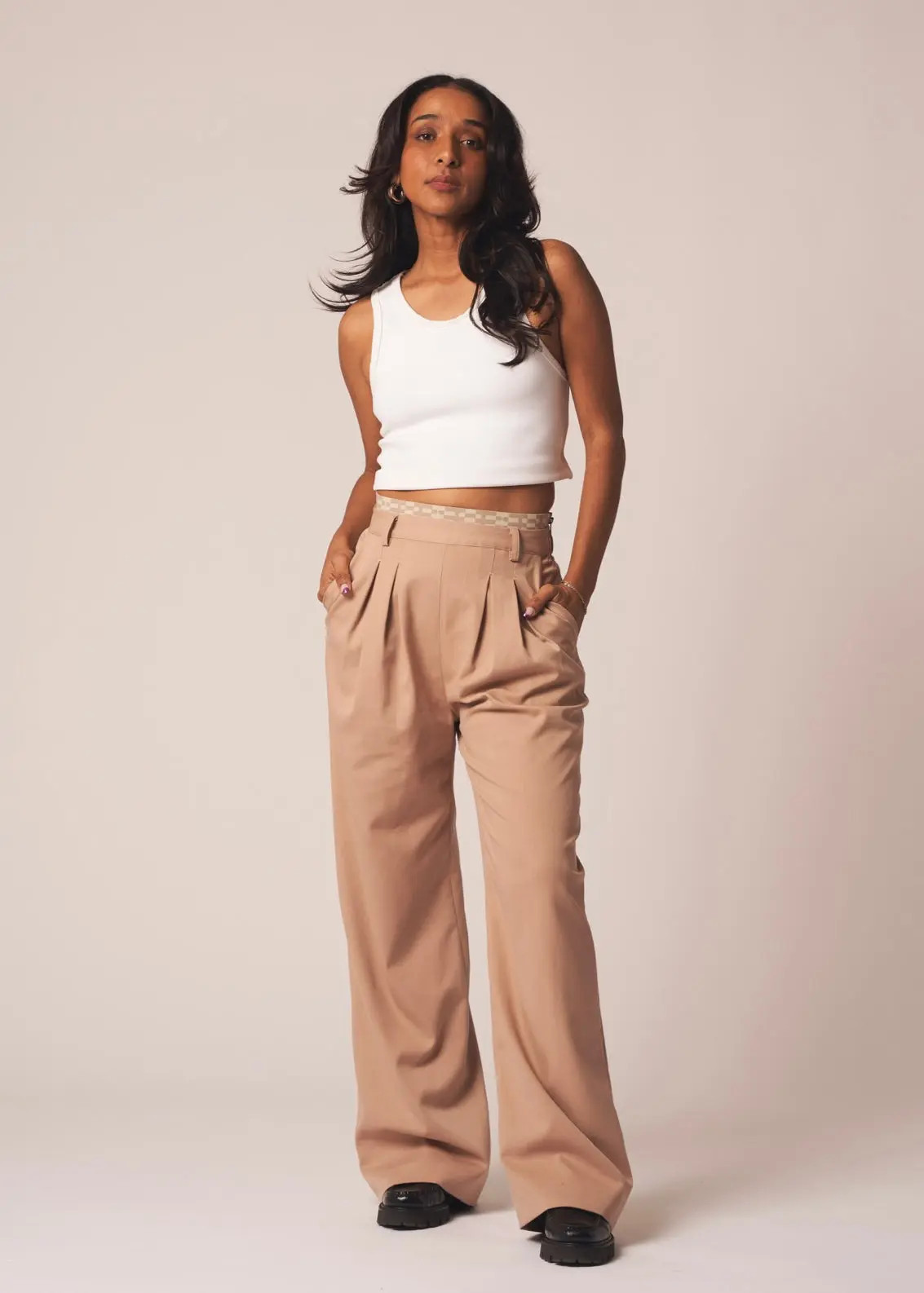 Petite Wide-Leg Trousers - Sand | Women's Petite Pants | Etela Petite