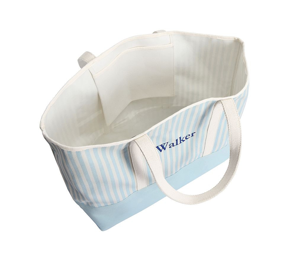 Chambray Ticking Stripe Family Tote | Pottery Barn Kids