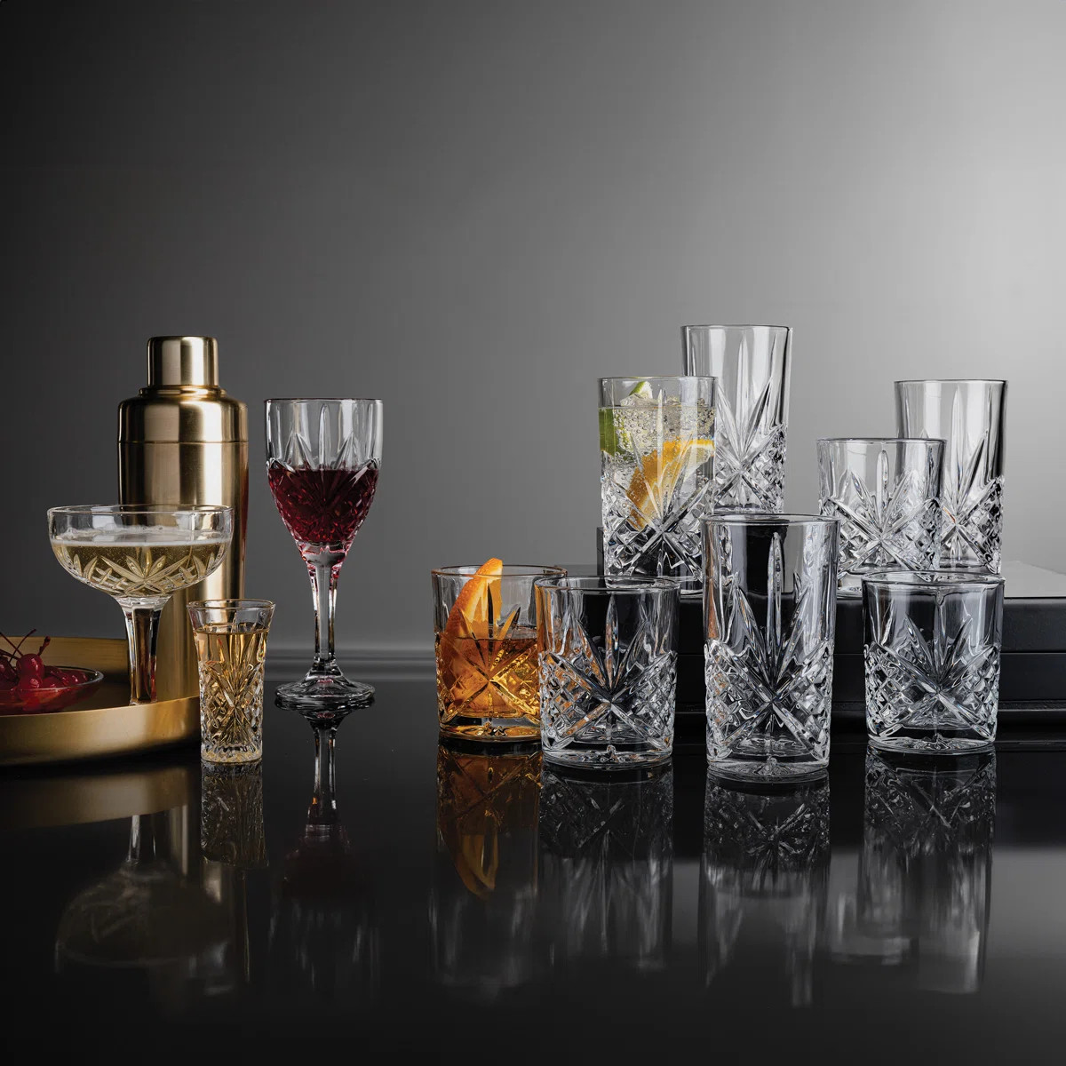 Dublin Crystal 12 Piece Double Old Fashion & Highball Glassware Set | Wayfair North America