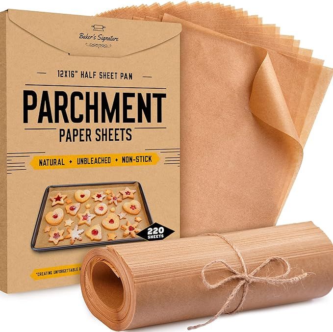 Parchment Paper Baking Sheets by Baker’s Signature | Precut Silicone Coated & Unbleached – Wi... | Amazon (US)