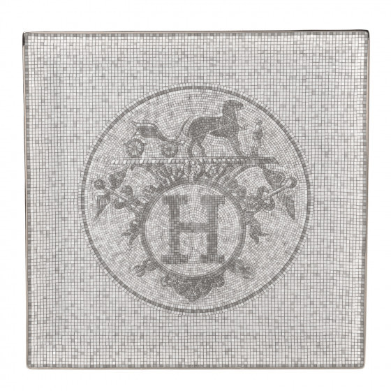 HERMES Porcelain Mosaique au 24 Platine Square Plate | FASHIONPHILE (US)
