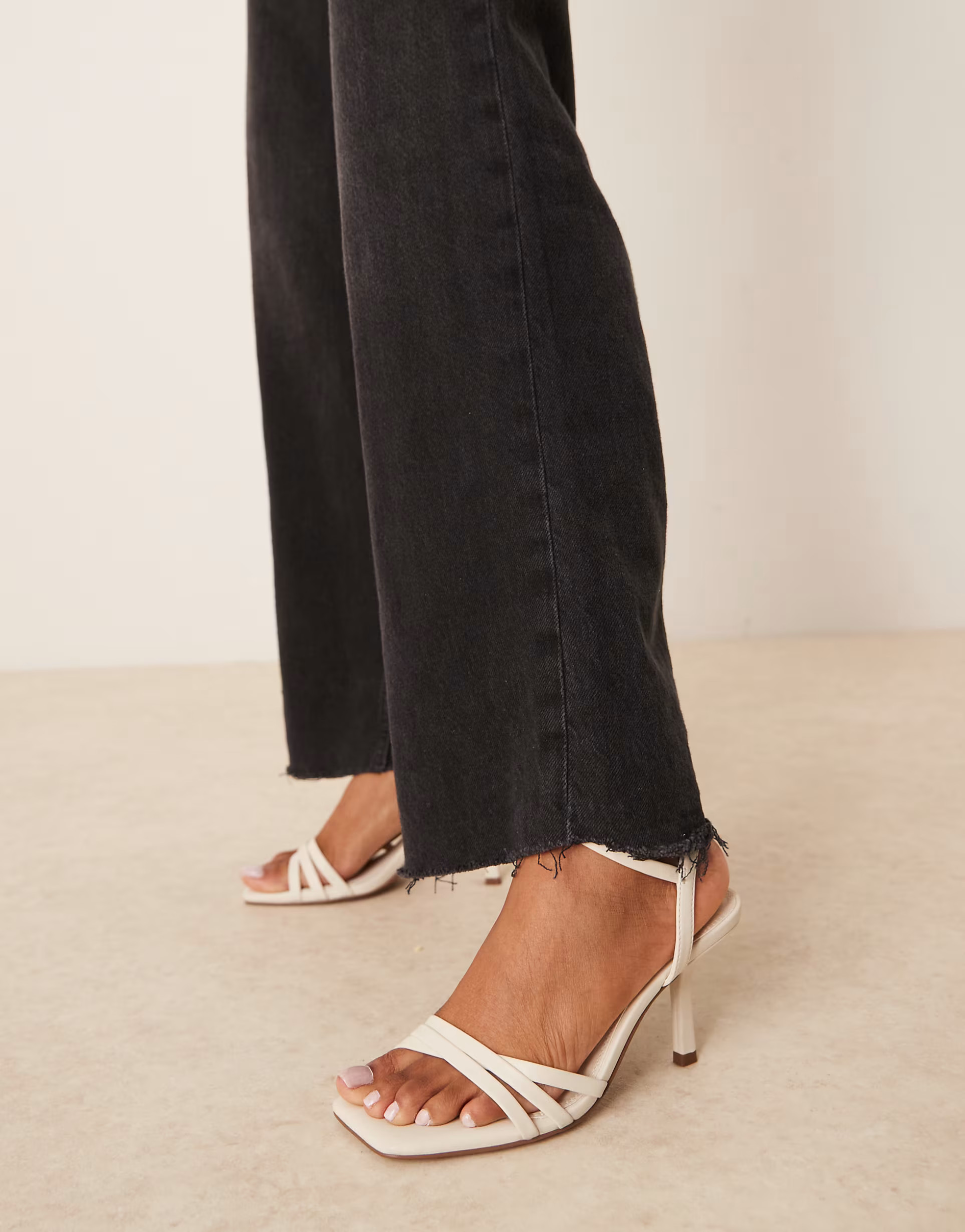 ASOS DESIGN Honey mid heeled sandal in off white | ASOS (Global)