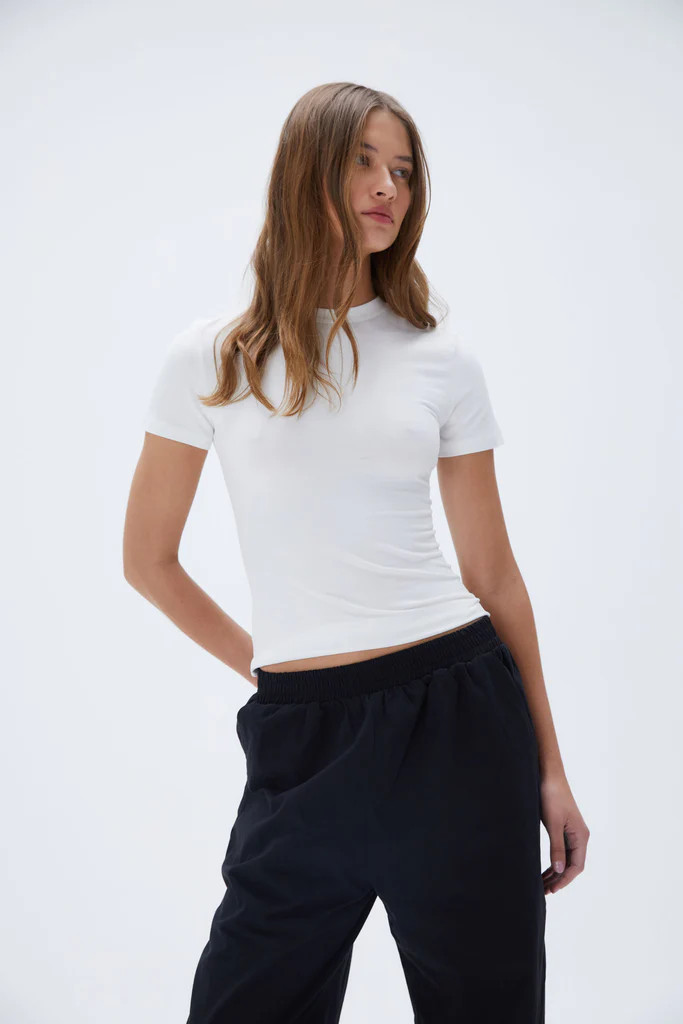 Cotton Short Sleeve Top - White | Adanola UK