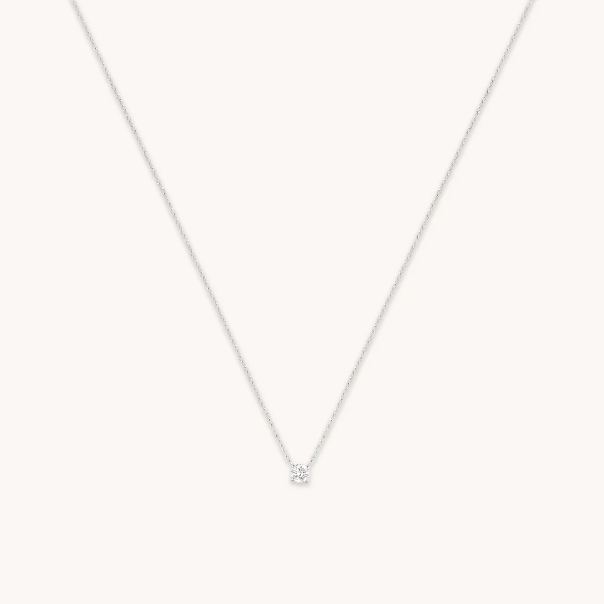 Diamond Solitaire Pendant Necklace in Solid White Gold | Astrid & Miyu UK