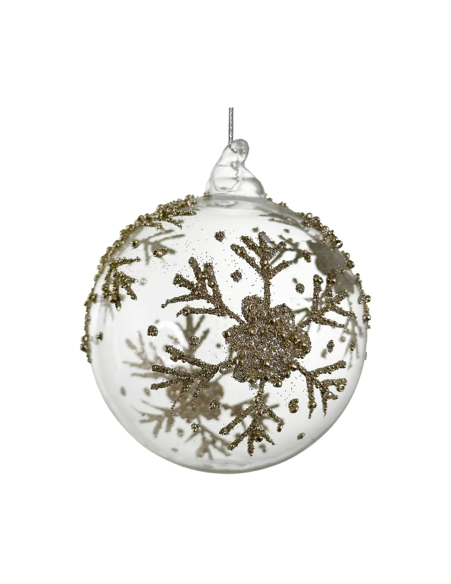Clear and Silver Beaded Snowflake Ornament | Gatehouse No.1
