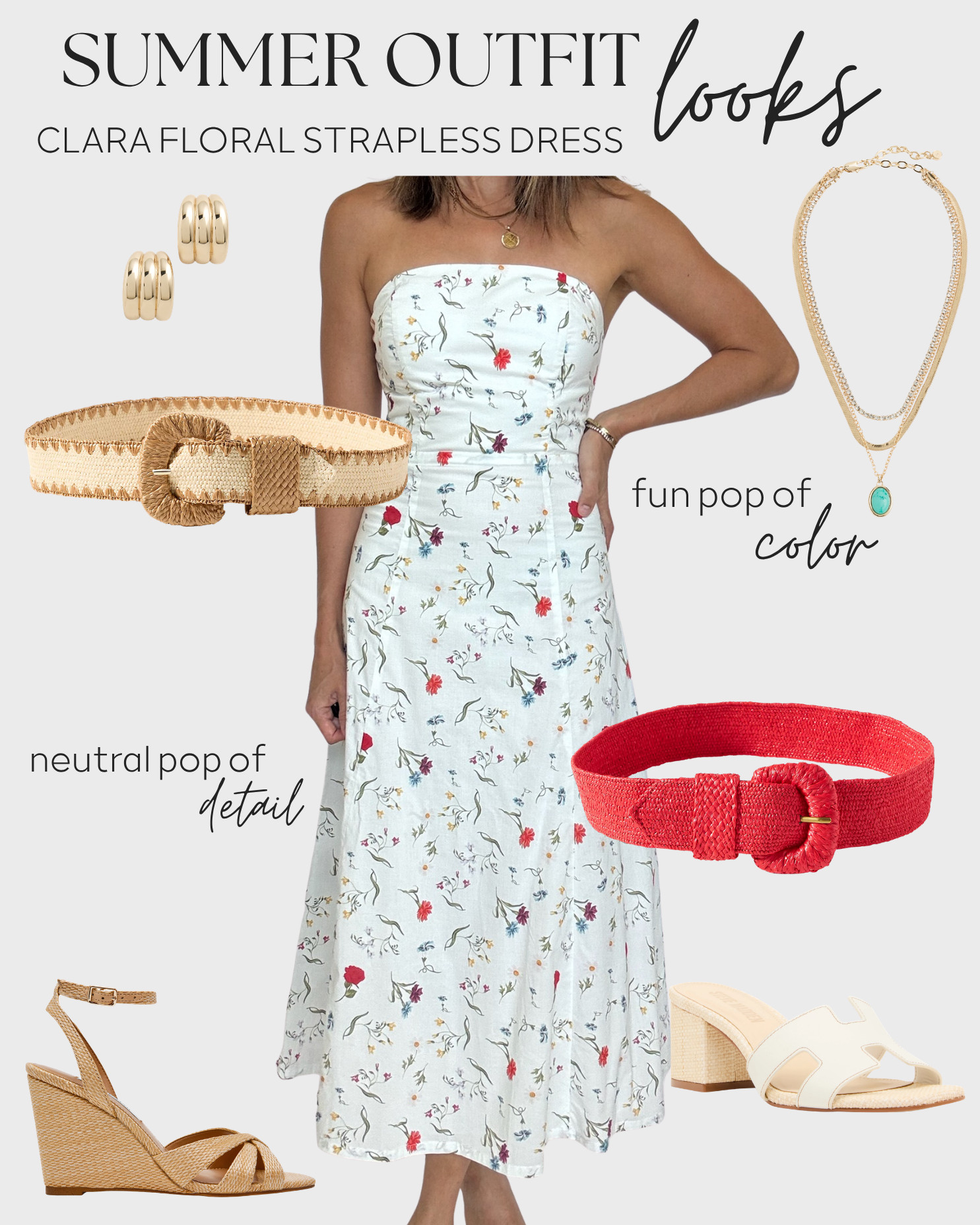 Summer Outfit Looks - Clara Floral Strapless Dress Styled  

 #LTKgrwm #LTKootd #LTKmomlife