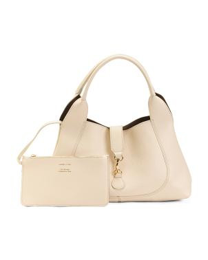 Made In Italy Leather Shoulder Bag With Flap Dog Leash | TJ Maxx