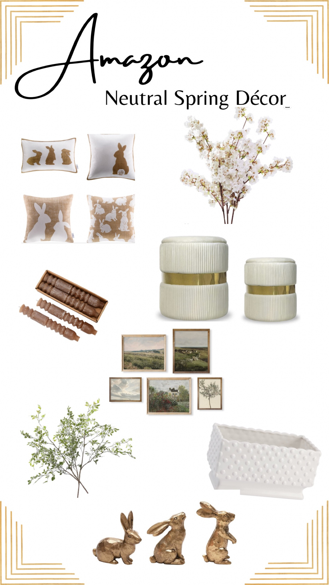 Sharing my roundup up beautiful spring neutral home décor! Freshen up your hon this spring with the warmth of these neutral accessories. From cherry blossom stems to green branches, brass bunnies, springtime art and much more. 
#spring #springhomedecor #decor #amazonhome #neutrals

#LTKSeasonal #LTKhome #LTKFind