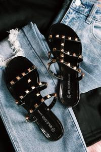Joanie Studded Jelly Sandal, Black | North & Main Clothing Company