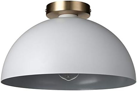 Amazon Brand – Rivet Single-Light Flush-Mount Ceiling Light with Metal Shade, 7"H, White and Br... | Amazon (US)