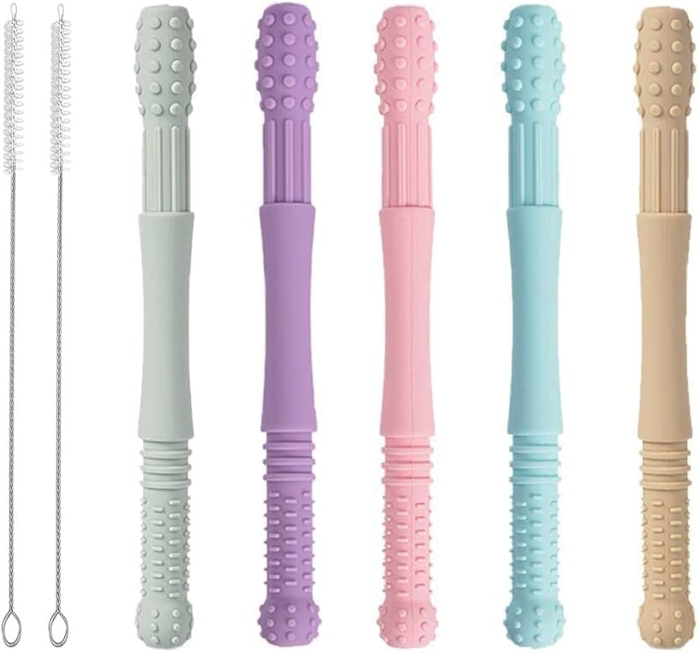 Hollow Teether Tubes, Honboom 5 Packs Soft Silicone Teething Tubes, Baby Soothing Teether Toy, Ch... | Amazon (US)