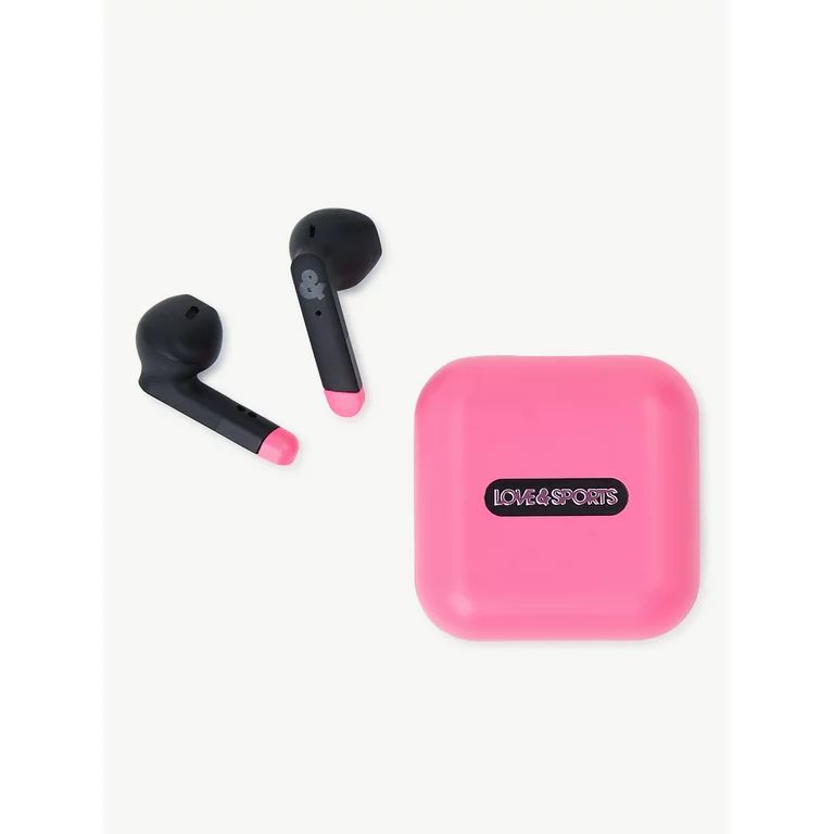 Love & Sports Bluetooth Wireless Earbuds and Charging Case, Fuchsia | Walmart (US)