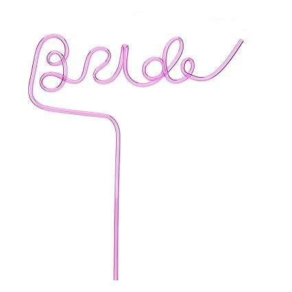 Konsait Bride Straw Large Plastic Bride Drinking Sipping Straw Reusable for Bachelorette, Bridal ... | Amazon (US)