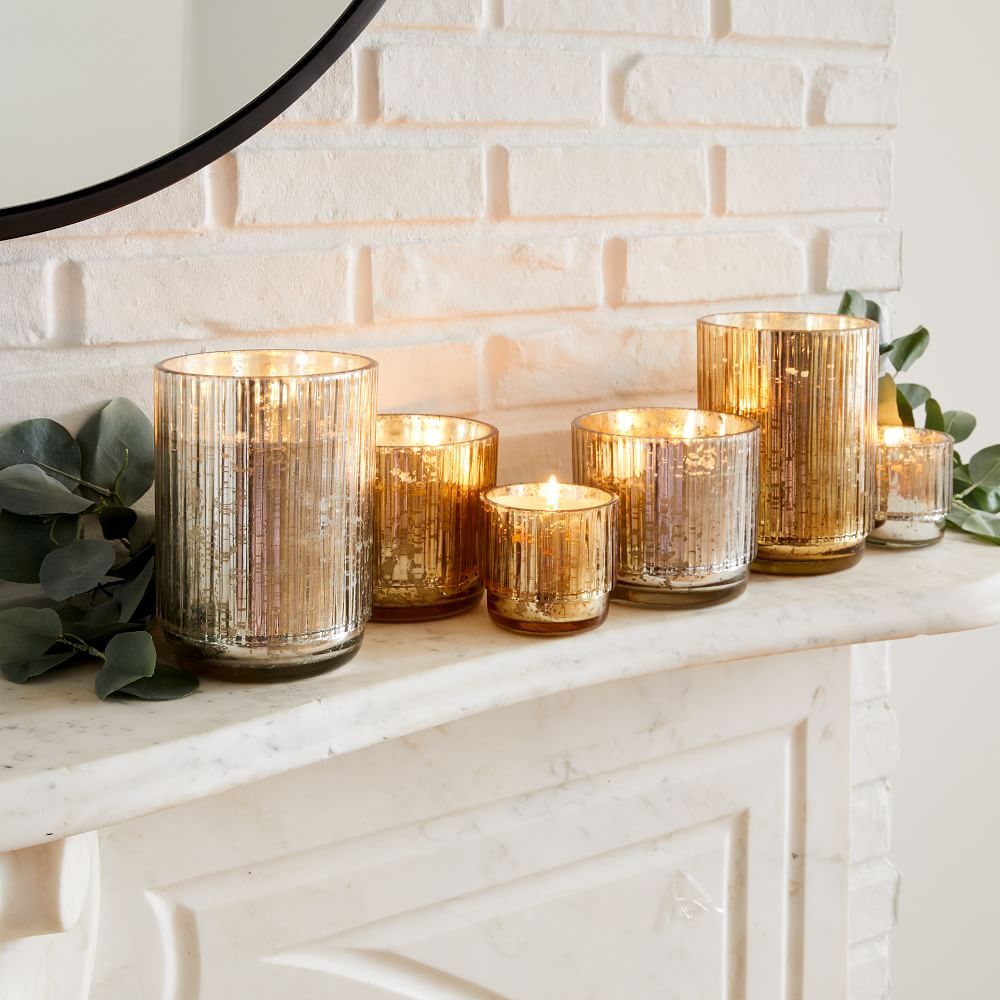 Mercury Glass Fluted Candles - Balsam Cedar | West Elm (US)