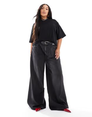 ASOS DESIGN Curve soft wide leg jean in black | ASOS (Global)