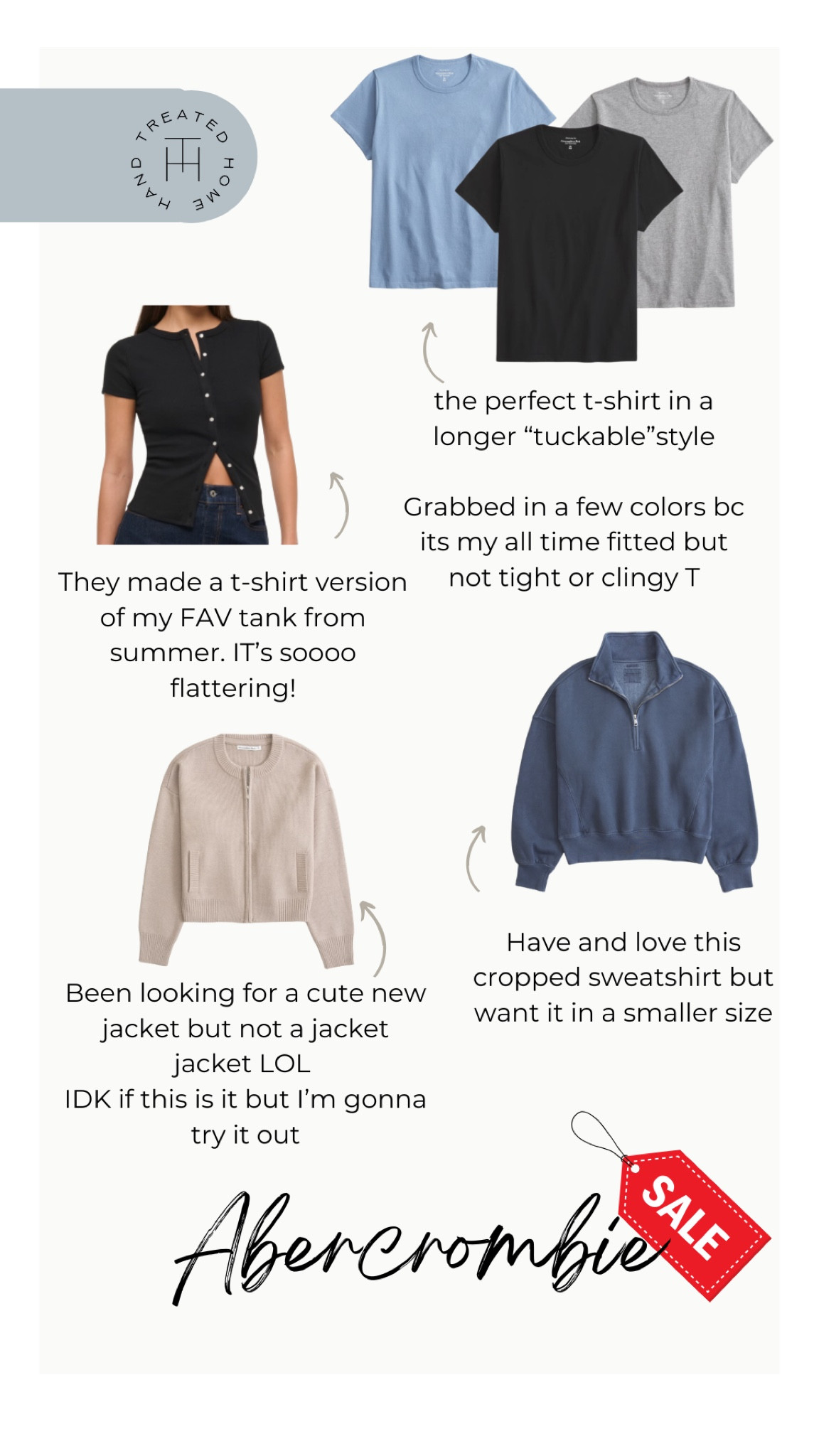 Here’s what I thought during the Abercrombie sale! Stocked up on my favorite fitted but not tight T-shirts and grabbed a few other favs 

#LTKMidsize #LTKStyleTip