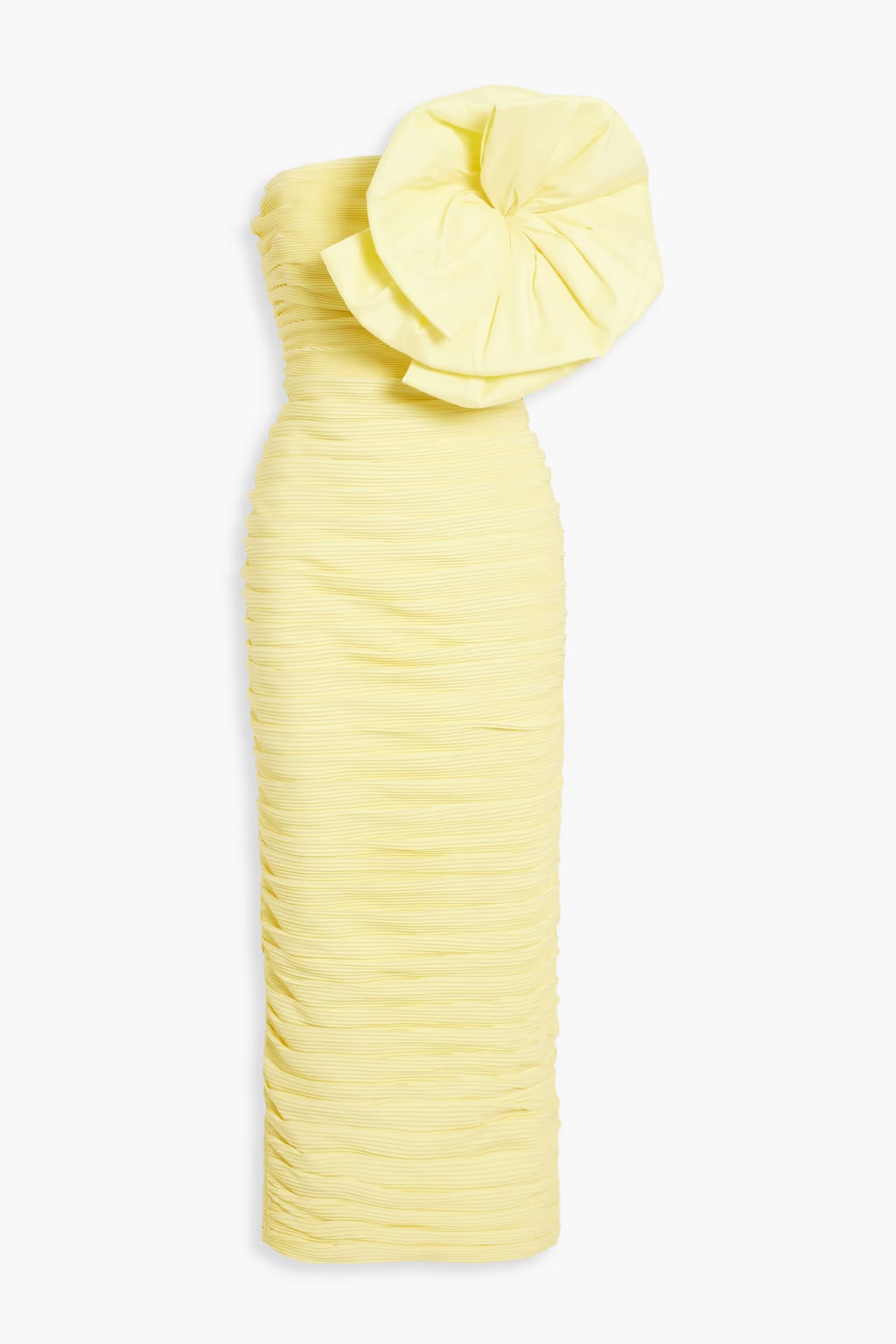 Evana strapless appliquéd plissé-crepe midi dress | The Outnet (US and CA)