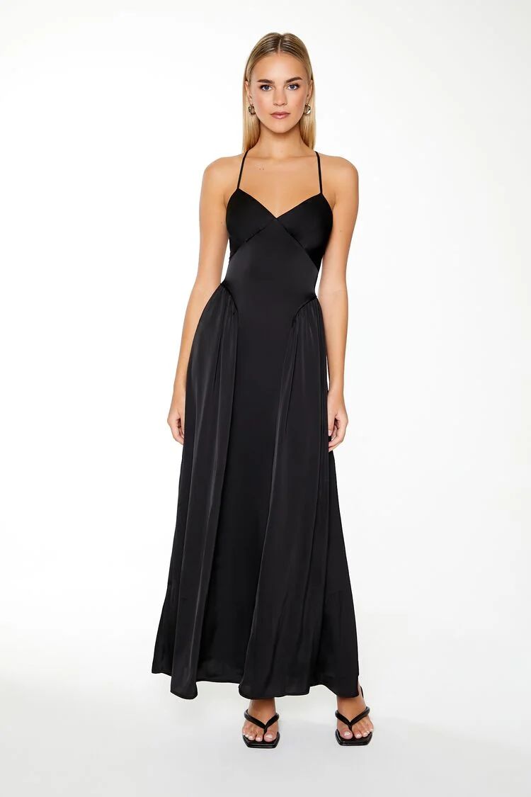 Satin Lace-Up Maxi Dress | Forever 21