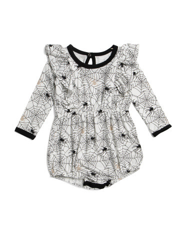 Infant Girls Long Sleeve Spider Bubble Romper | TJ Maxx