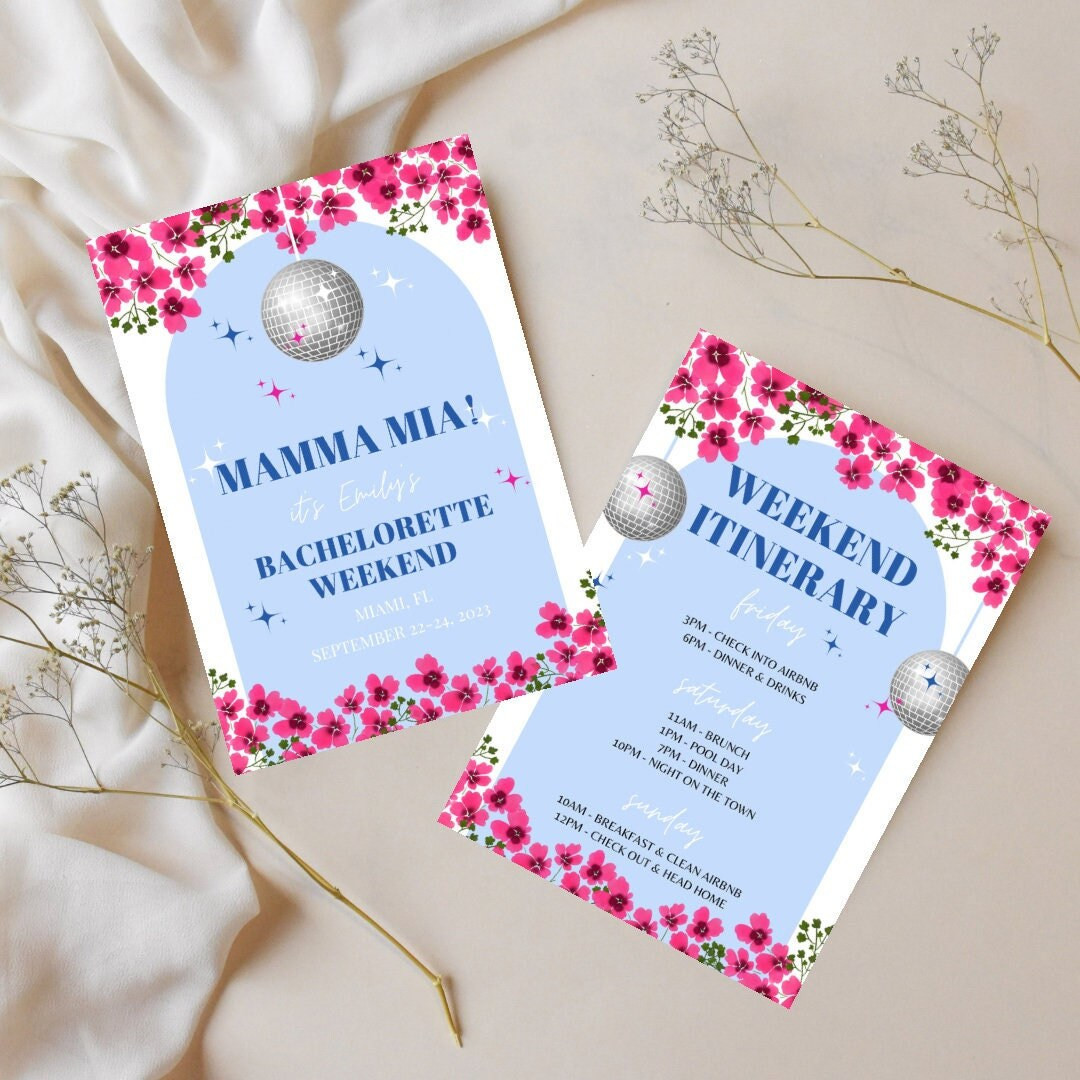Mamma Mia Bachelorette Itinerary Greek Bachelorette Party Dancing Queen Mamma Mia Disco Bach Mamm... | Etsy (US)