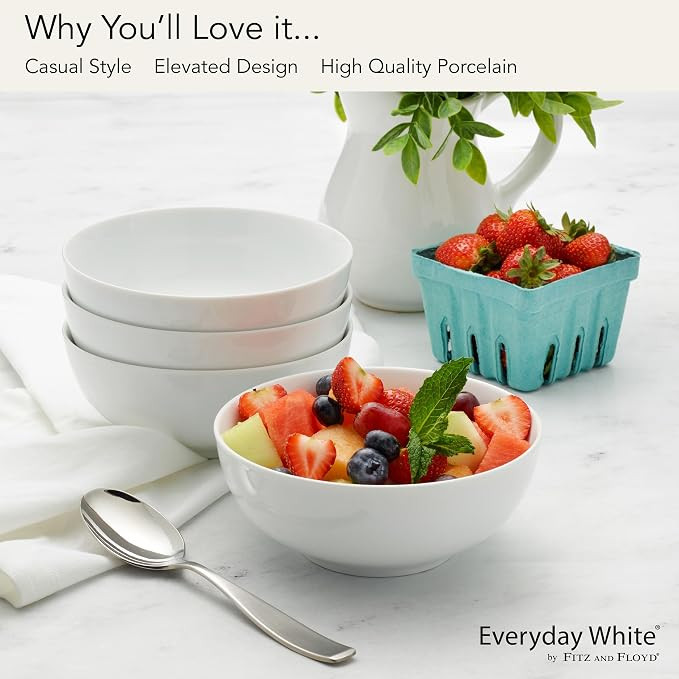 Everyday White Set of 4 Soup Cereal Bowls, 26 oz. | Amazon (US)