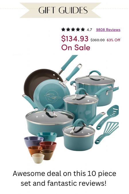 Great deal on 10 piece pot set and has awesome reviews. Perfect gift for family or friends and very practical and functional! 

#LTKsalealert #LTKGiftGuide #LTKSeasonal