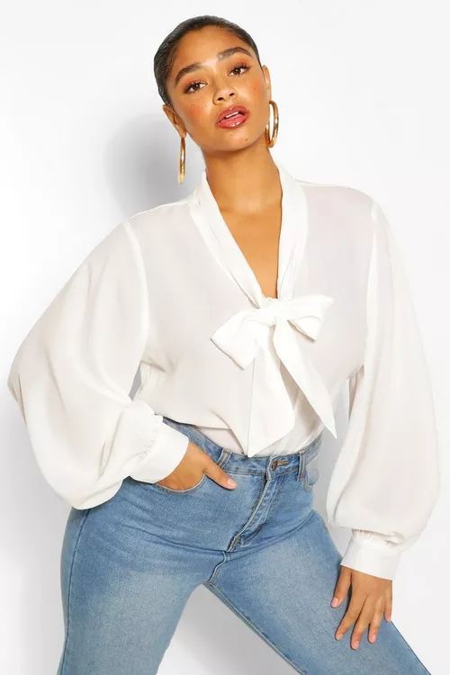 Plus Pussybow Blouse | Boohoo.com (US & CA)