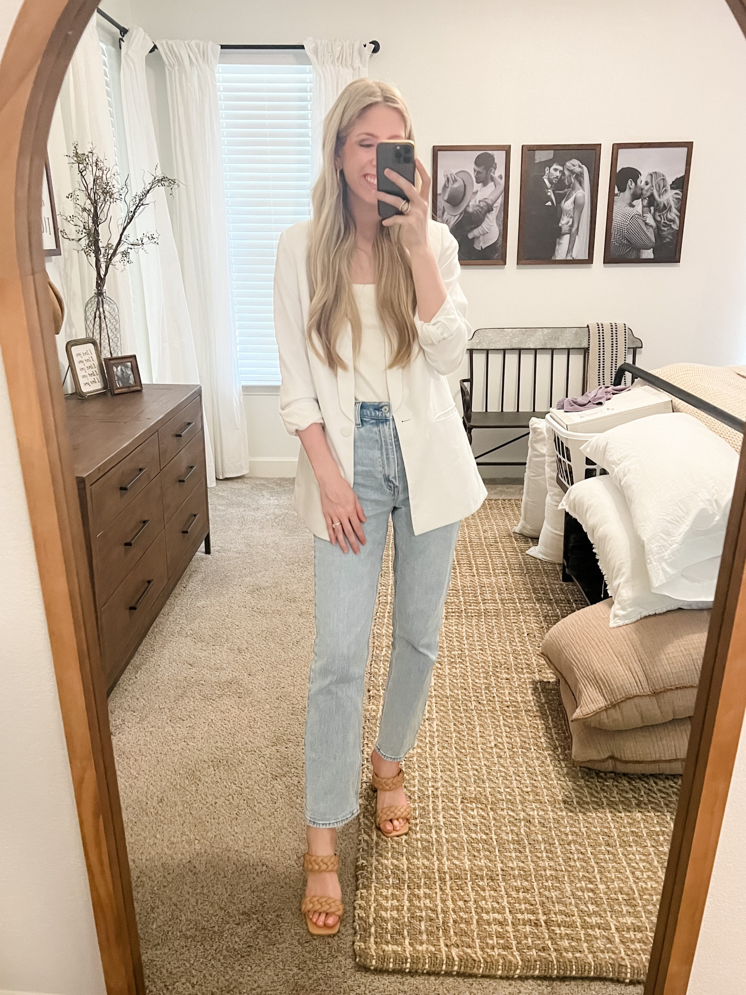 Summer workwear inspo 

Denim jeans + white blazer

Workwear. Business casual. Smart casual. Office wear. Abercrombie jeans. Blazer. Amazon shoes. 

#LTKfindsunder100 #LTKworkwear #LTKfindsunder50