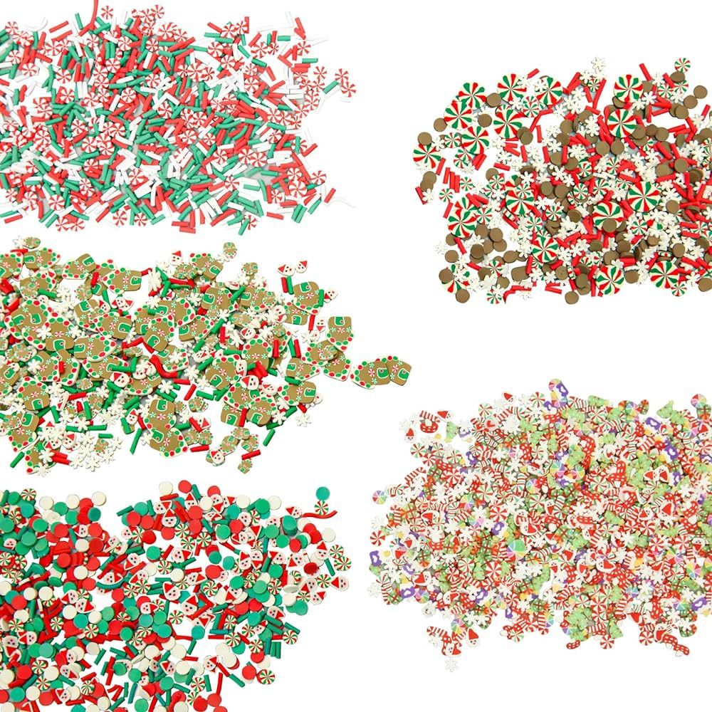 Christmas Sprinkles Fake Sprinkles, Polymer Clay Sprinkles Faux Sprinkles Xmas Clay Beads, Soft C... | Amazon (US)