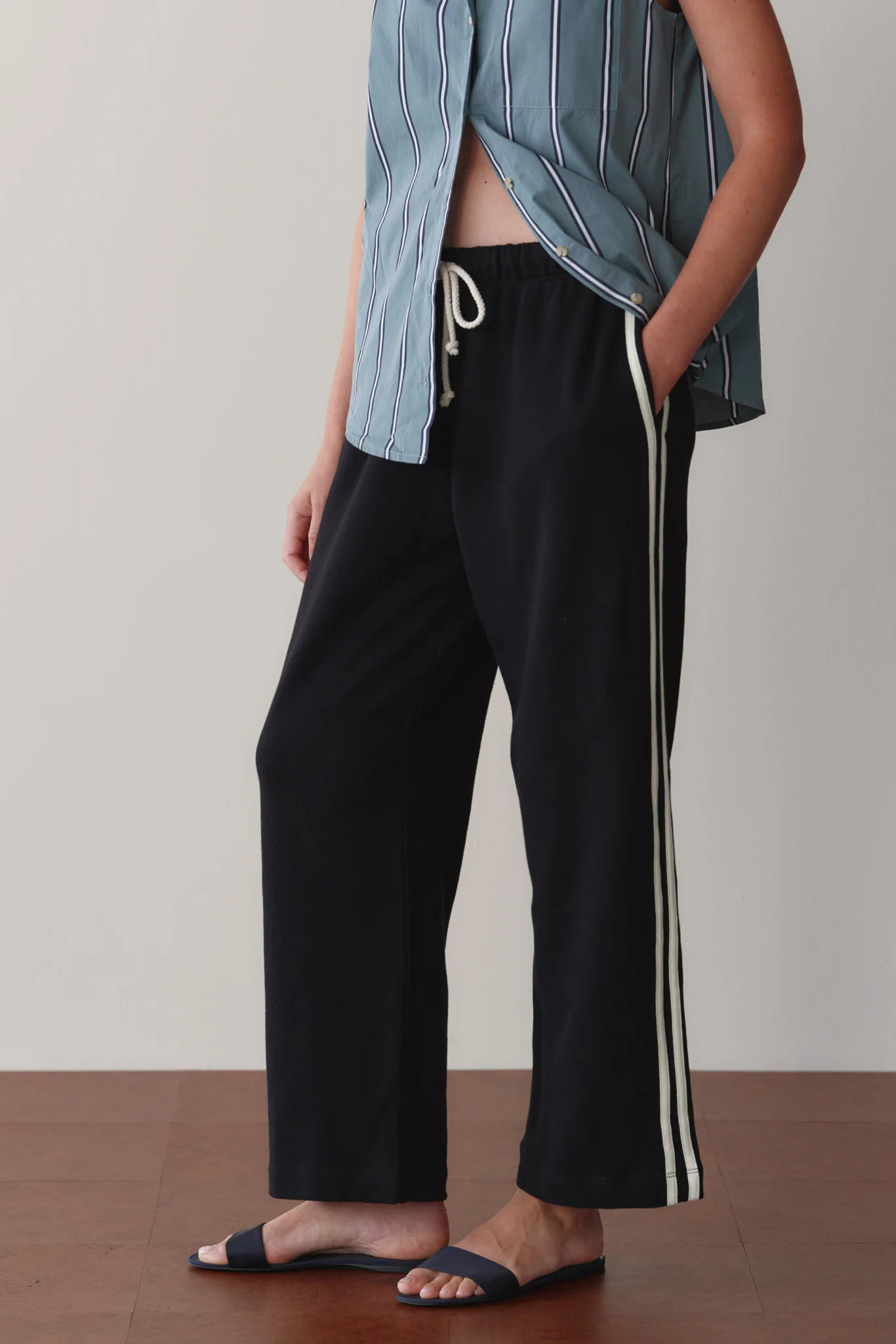 The Eco-Terry Stripe Crop Pant | DONNI.