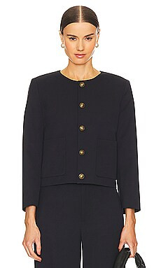 FRAME Button Front Jacket in Navy from Revolve.com | Revolve Clothing (Global)