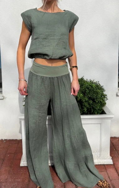 Linen Tiered Palazzo Pant | Mint Clothing Boutiques