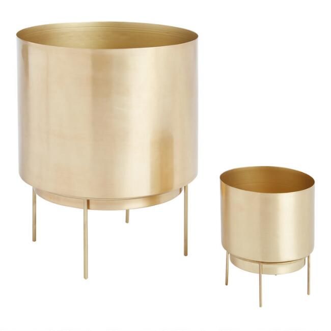 Brushed Gold Planter with Stand | World Market