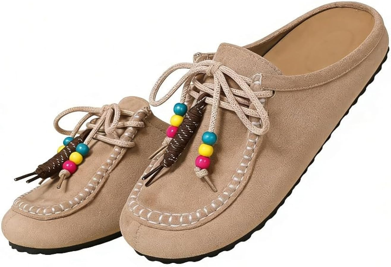 Women's Cork Footbed Suede Mules Boho Beaded Tassel Vintage Slip-On Clogs with Arch Support, Soft... | Amazon (US)