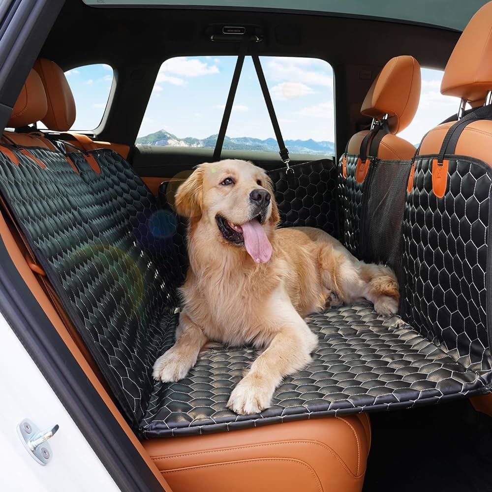 ONKO Upgraded Leather Dog Car Seat Cover for Back Seat - Car Bed with Mesh Window, Non-Inflatable... | Amazon (US)