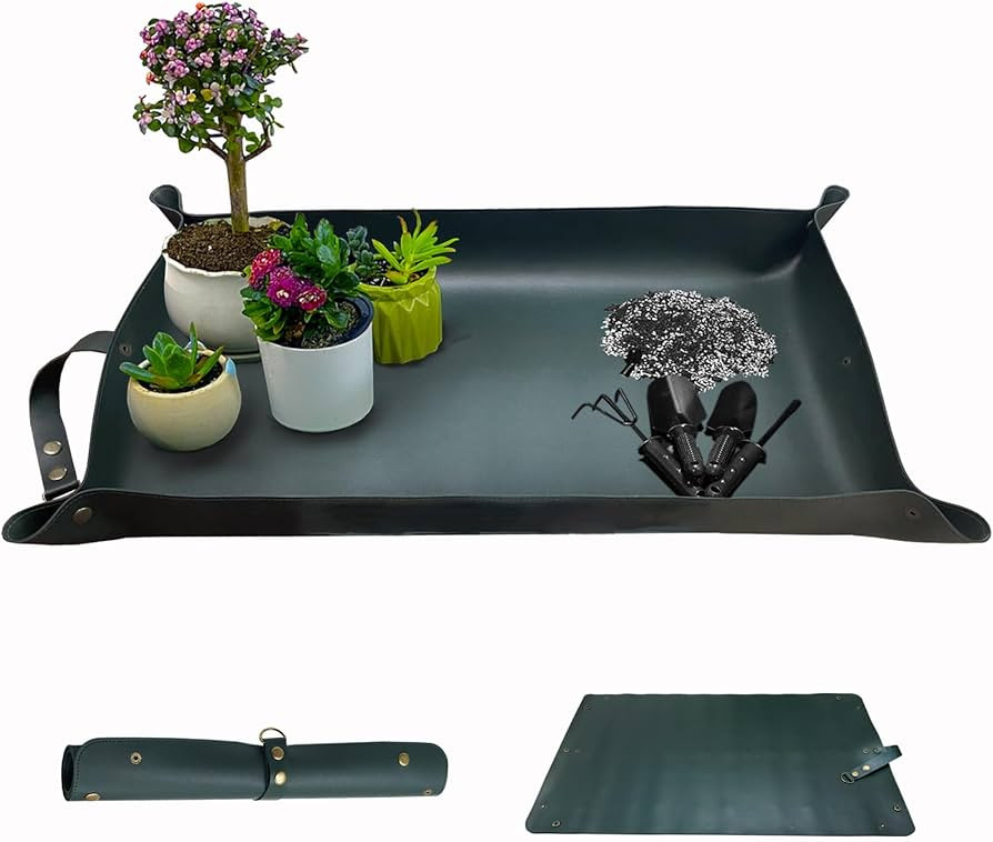 Thickened Leather Plant Repotting Mat, Indoor and Outdoor Potting Mat, 30" x 18" Foldable Tray wi... | Amazon (US)