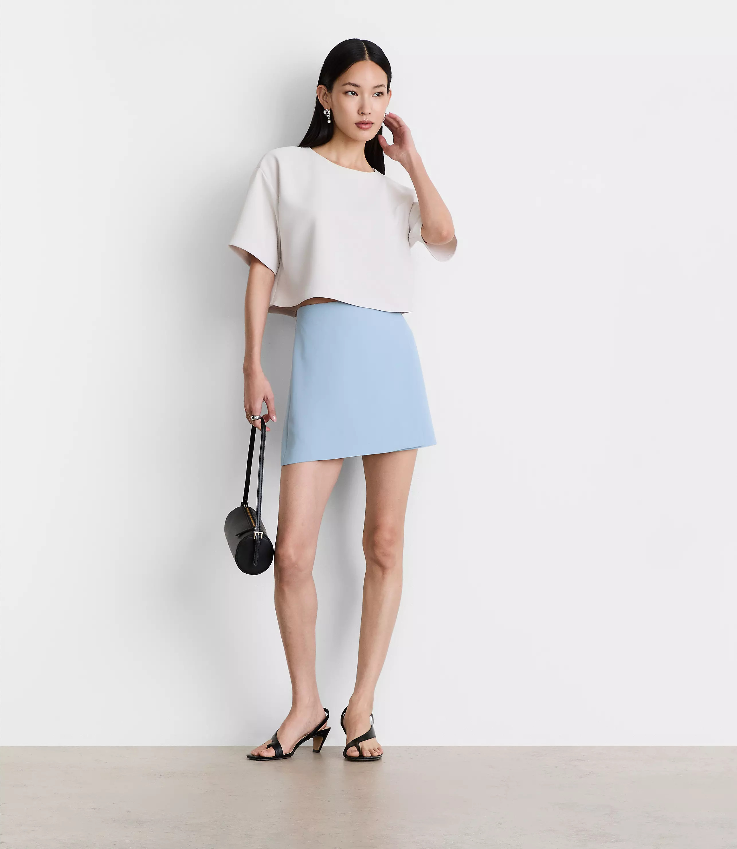 LOFT Versa Crepe Drape Relaxed Tee | LOFT