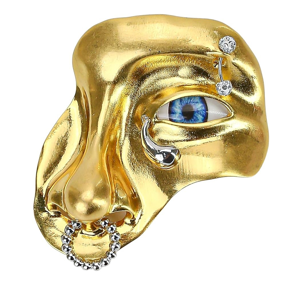 Gold Half Face Brooch Pin for Women Men Lapel Brooches Suits Figure Face Mask Vintage Minimalist ... | Amazon (US)