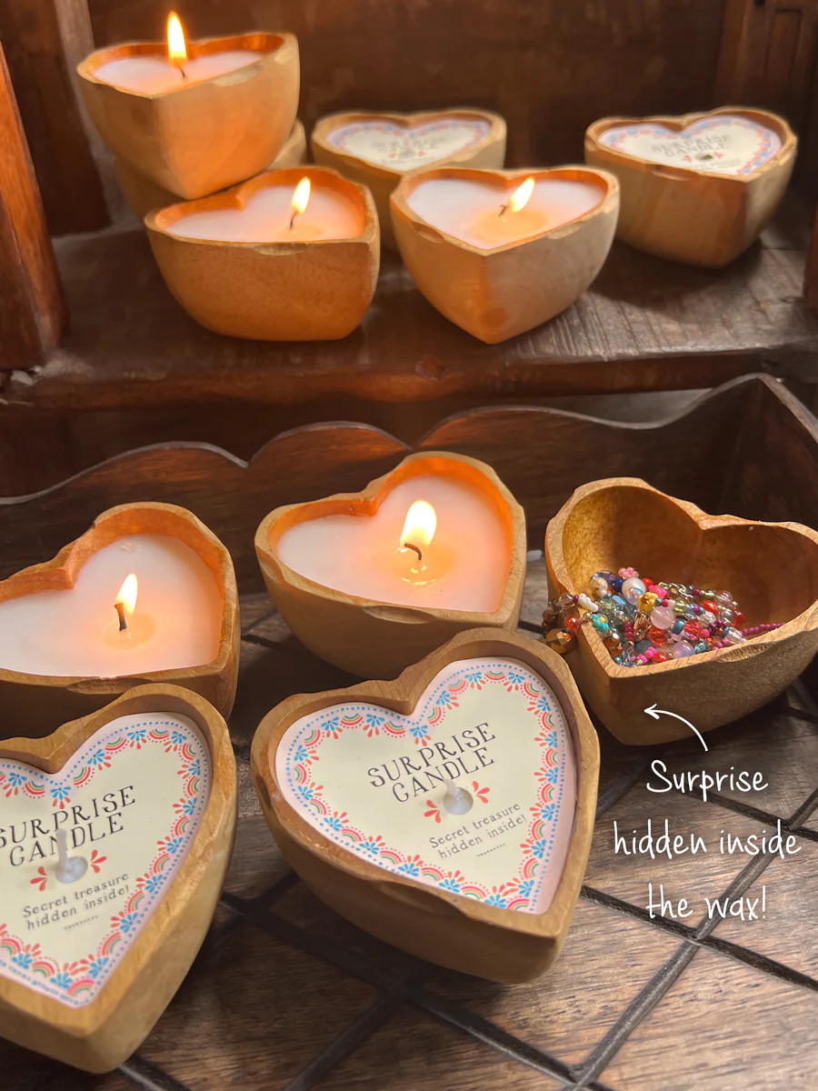 Wooden Heart Surprise Candle | Natural Life