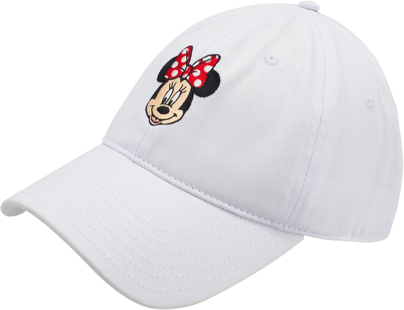 Disney Minnie Mouse Dad Hat, Cotton Adjustable Baseball Cap with Curved Brim, White, One Size | Amazon (US)