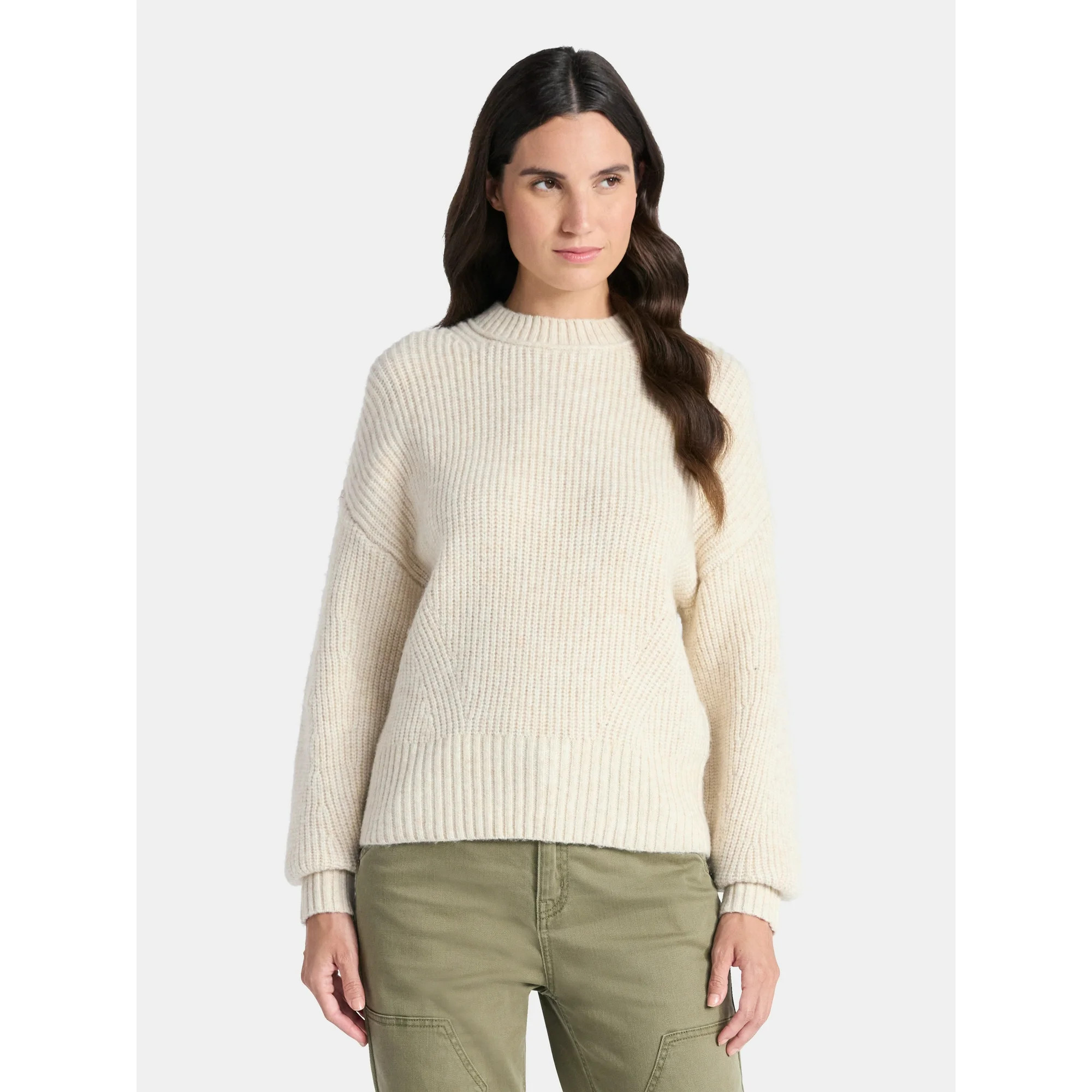 Time and Tru Women's Shaker Stitch Mock Neck Sweater, Midweight, Sizes XS-XXXL | Walmart (US)