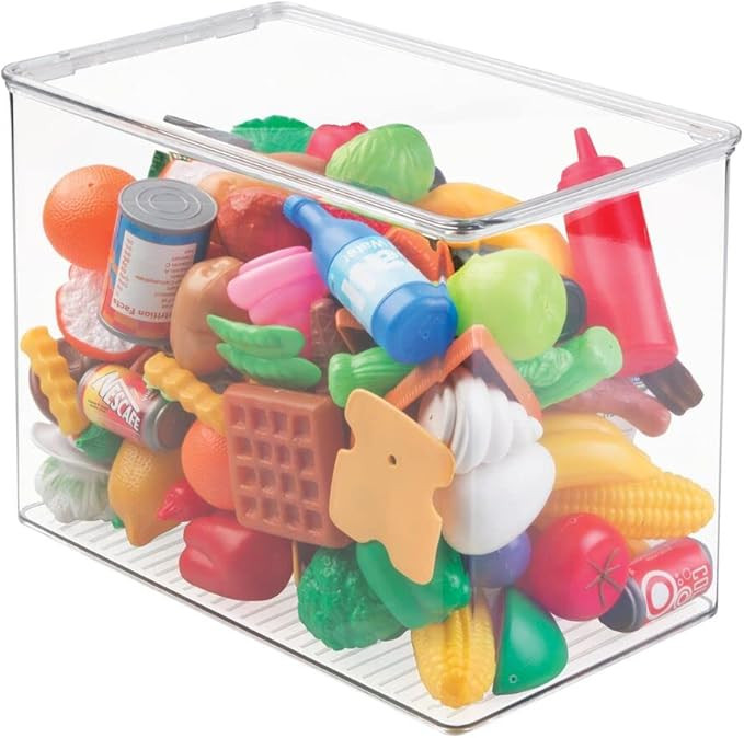 mDesign Plastic Stackable Toy Box Storage Organizer Bin Container with Lid - for Kids Play Room, ... | Amazon (US)