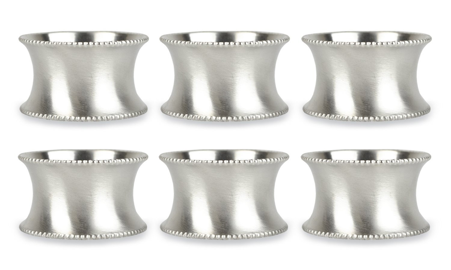 DII Decorative Assorted Silver Napkin Ring Set, One Size, Beaded Silver, 6 Count | Amazon (US)
