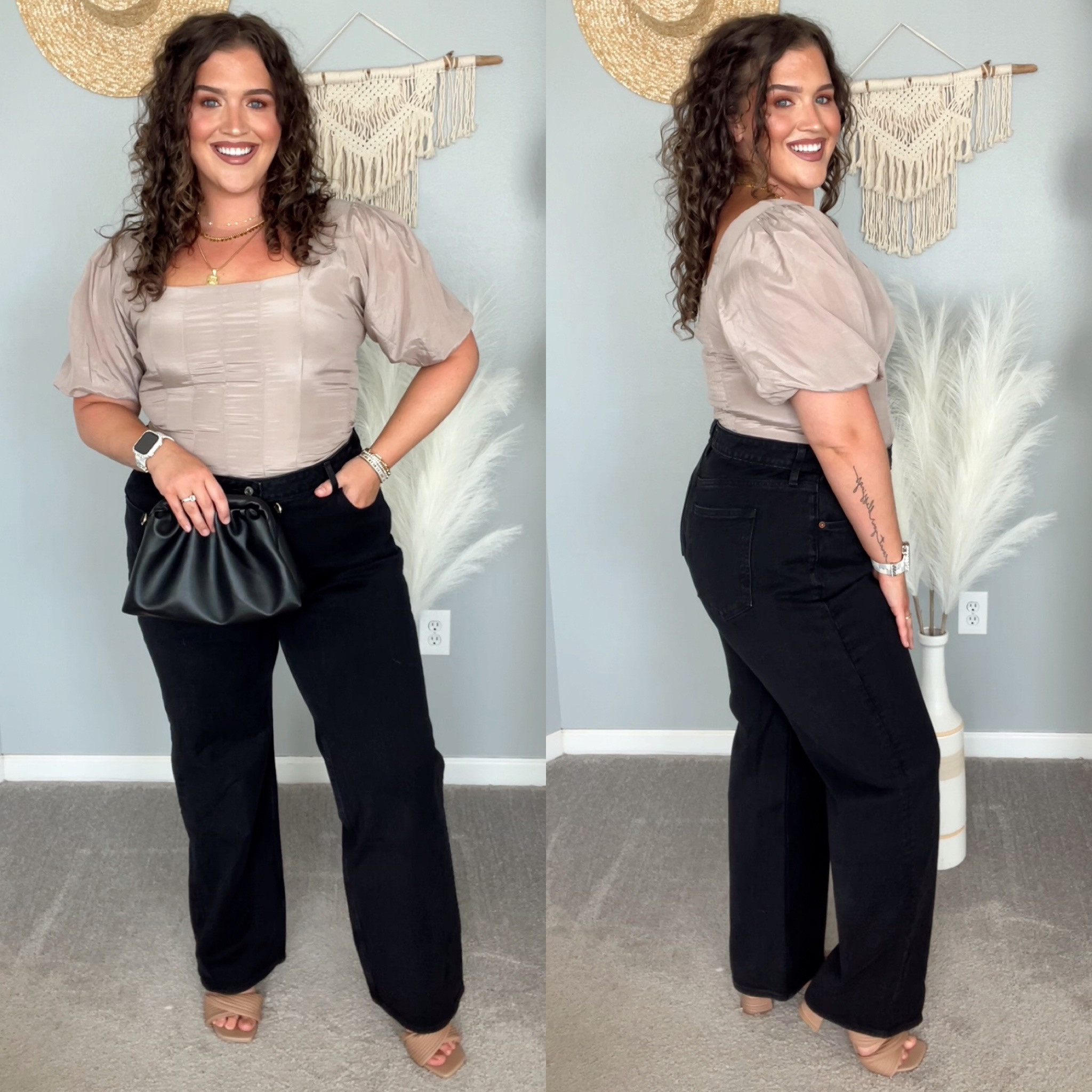 Midsize casual Fall date night outfit 🖤🍂✨ 
Top: L 
Jeans: 33R (fits big in waist)
Matching set from reel: XL 
#midsizeoutfits #ootd #casualoutfits #everydaystyle #styleinpo #top #blouse #jeans #denim #curvydenim #blackdenim #accessories #heels #datenightoutfit #ootn 

#LTKSeasonal #LTKstyletip #LTKmidsize