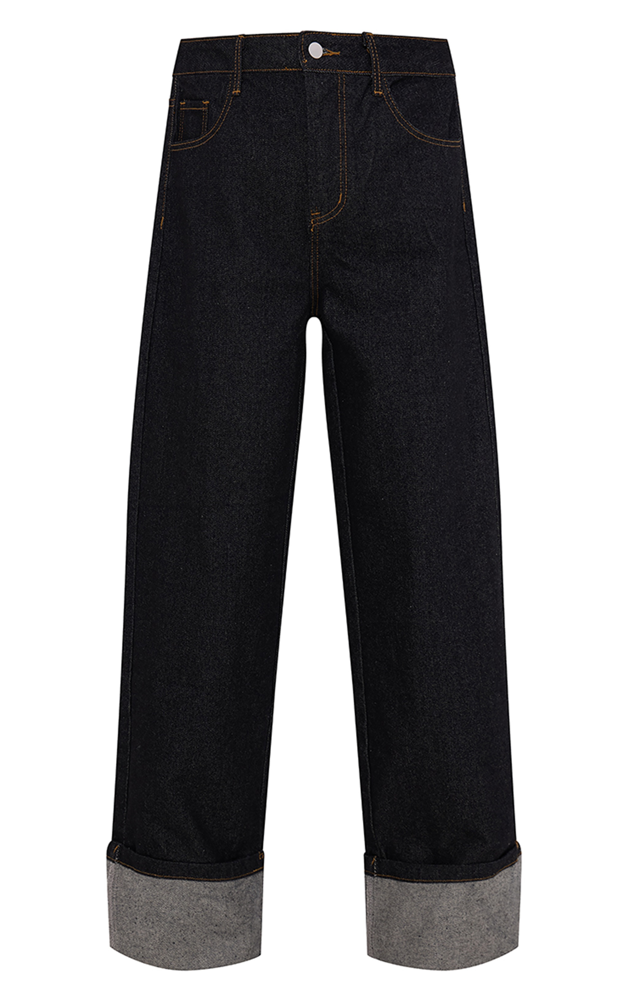 Jean large indigo délavé à ourlets retroussés et coutures élimées contrastantes | PrettyLittleThing (FR)