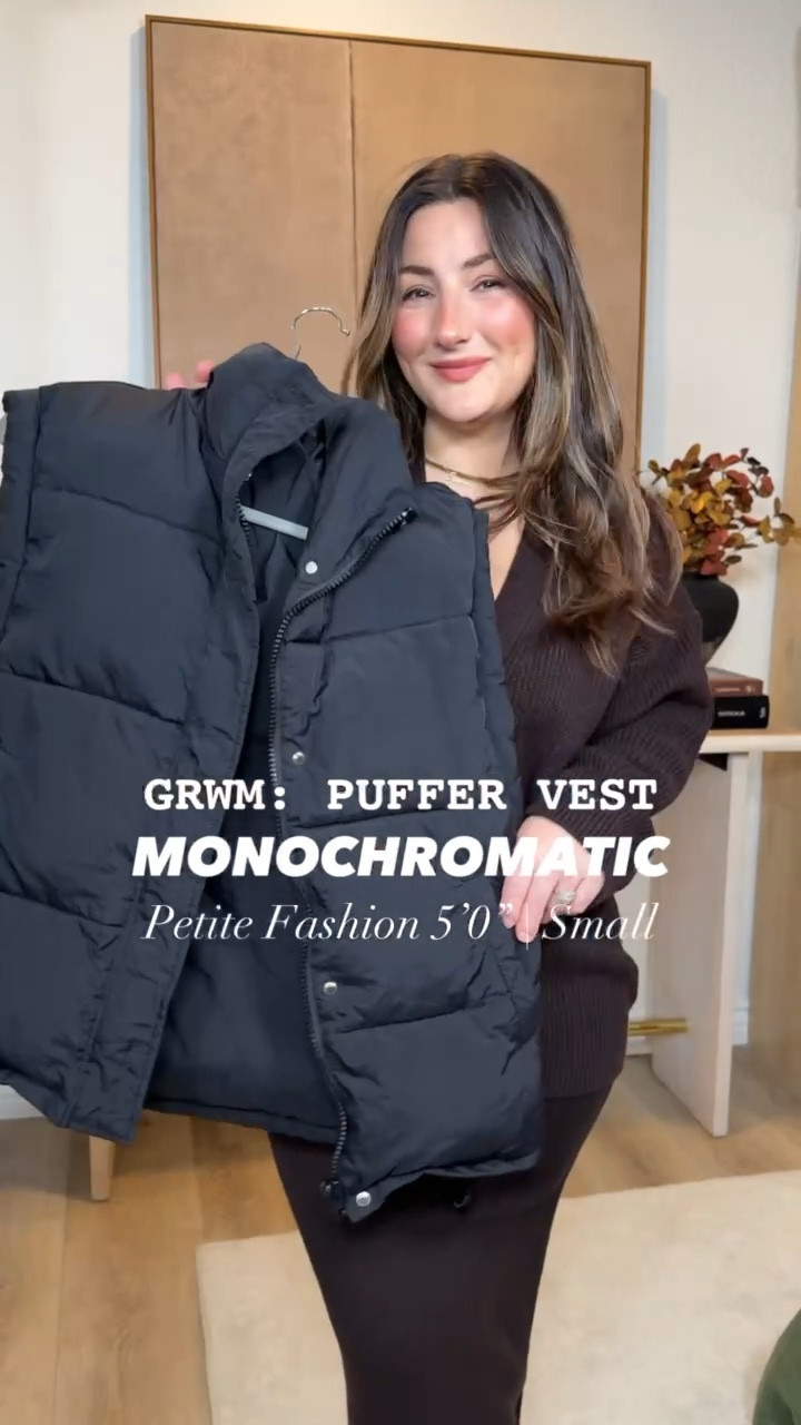 Monochromatic fall/winter outfit! 

Vest size small
Sweater size small
Long sleeve size small 
jeans size 30 (size up!)
